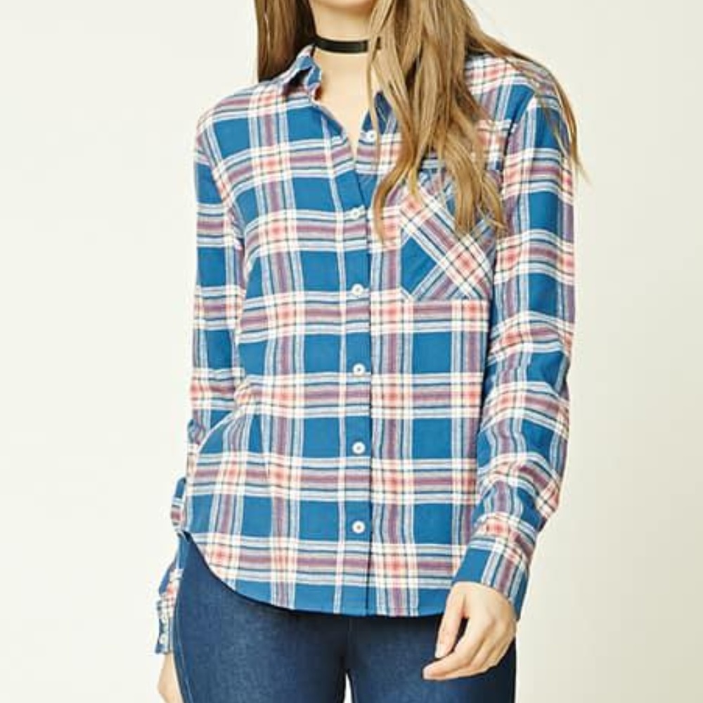 FOREVER 21 Tartan Plaid Flannel Shirt - Sz M